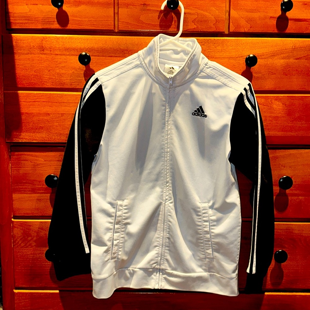 Like New black & white Adidas jacket Big kids size 14/16 Excellent Condition